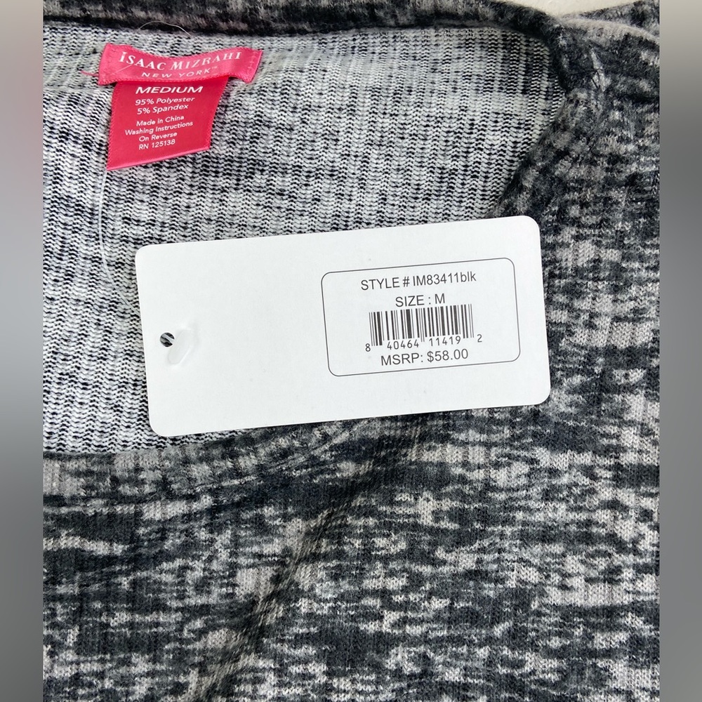 NWT Isaac Mizrahi Lounge pajamas set grey black pants and short sleeve top - Picture 12 of 16